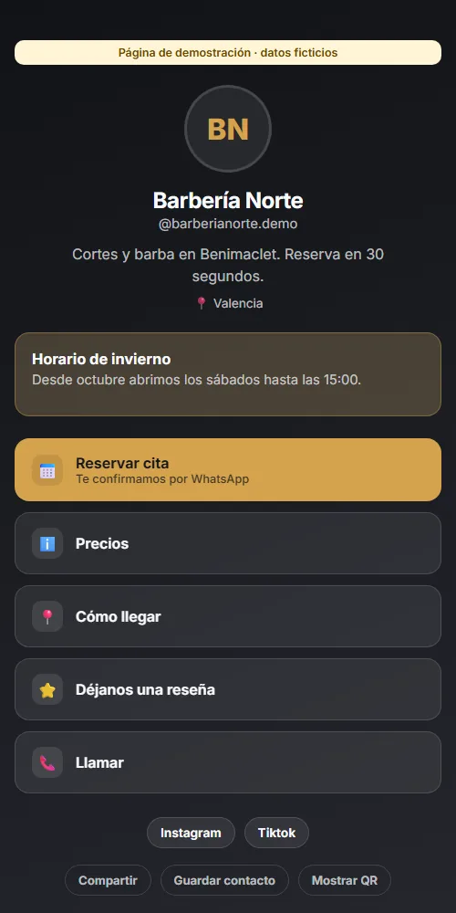 Captura real de Link-in-Bio