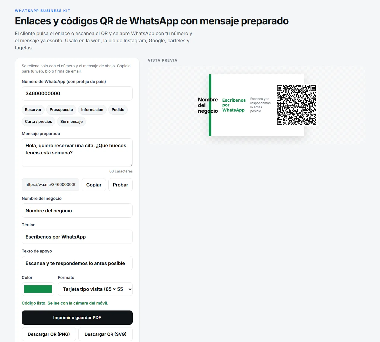 Captura real de WhatsApp Business Kit